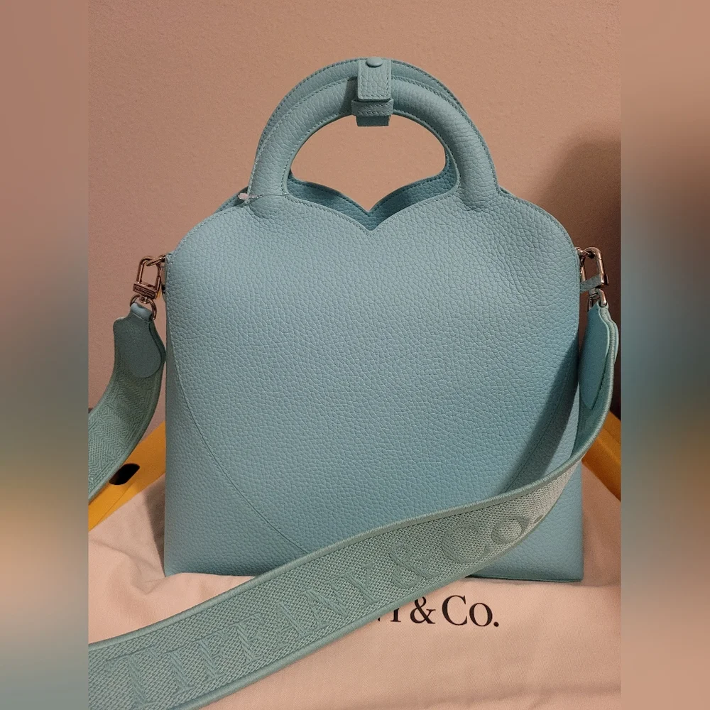JAPAN 🪷 LIMTIED 2WAY TIFFANY & CO Blue Leather Medium Tote Bag NEW - Picture 5 of 13